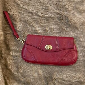 Talbots Red Leather Wristlet Clutch